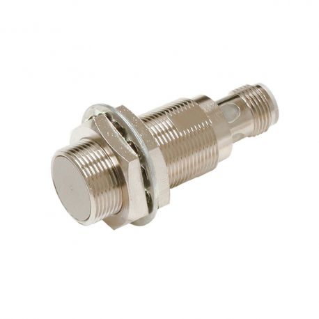 Proximity sensor, inductive, nickel-brass, short body, M18, shielded, 5 mm, DC, 3-wire, PNP NC, M12 connector