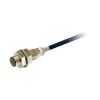 Proximity sensor, inductive, nickel-brass, short body, M12, shielded, 9 mm, DC, 3-wire, NPN NO, 2 m cable