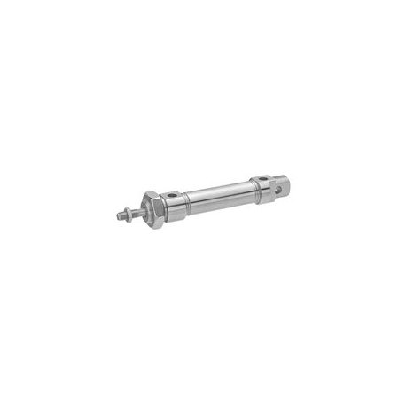 Vérin cylindrique ISO 6432 - Ø 25 - Cse 200 - P. :10 bar - Double effet - Tige et flasques en inox