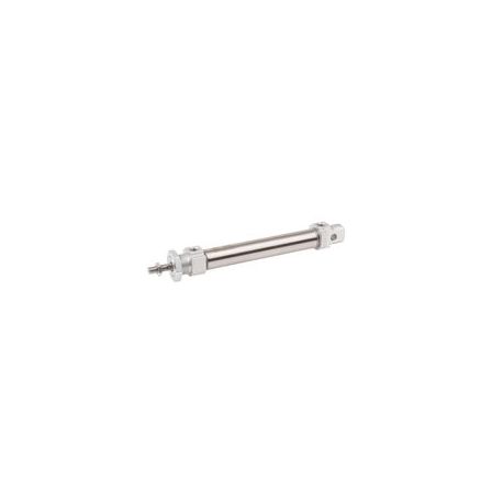 Vérin cylindrique ISO 6432 - Ø 16 - Cse 25 - P. :10 bar - Double effet - Tige inox - Flasques alu