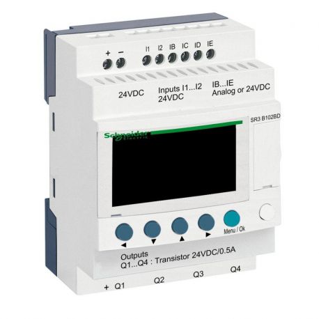 SR3B102BD - Zelio Logic - 10 E/S extensibles - 24Vcc - horloge + afficheur