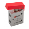 Fin de course bouton poussoir pneumatique rouge 1/8 3/2 NC monostable avec ressort de rappel - Aignep