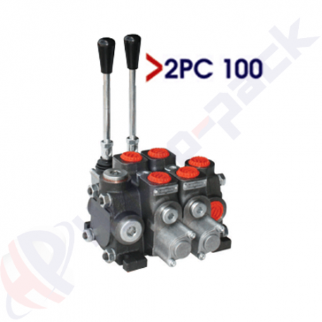 Distributeur hydraulique empilable 100 litres, 2PC100 , deux tiroirs , G 3/4" , tiroir central ouvert