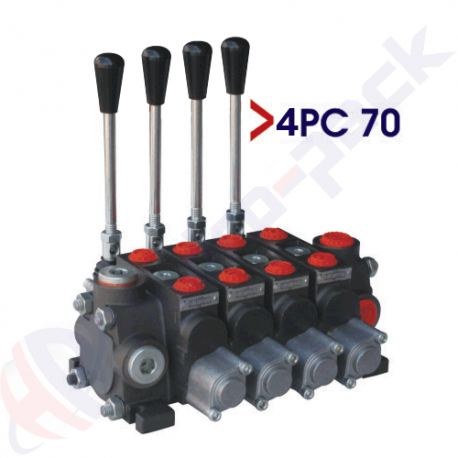 Distributeur hydraulique empilable de 70 litres, 4PC70 , quatre tiroirs , G 1/2" , tiroir central ouvert