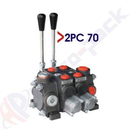Distributeur hydraulique empilable 70 litres, 2PC70 , deux tiroirs , G 1/2" , tiroir central ouvert