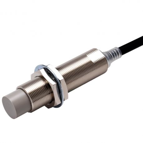 Proximity sensor, inductive, nickel-brass, long body, M18, unshielded, 10 mm, DC, 3-wire, PNP NO, IO-Link COM3, 2 m cable
