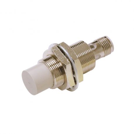 Proximity sensor, inductive, nickel-brass, short body, M18, unshielded, 10 mm, DC, 3-wire, NPN NO, M12 connector