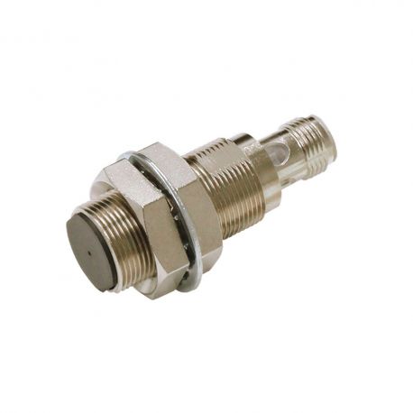 Proximity sensor, inductive, nickel-brass, short body, M18, shielded, 14 mm, DC, 3-wire, PNP NC, M12 connector