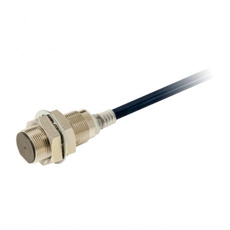 Proximity sensor, inductive, nickel-brass, short body, M18, shielded, 14 mm, DC, 3-wire, NPN NC, 2 m cable